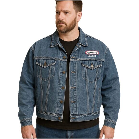 Vintage MV Sport Denim Jacket XL Wynn’s Racing Logo Embroidered Jean Trucker - Picture 1 of 13